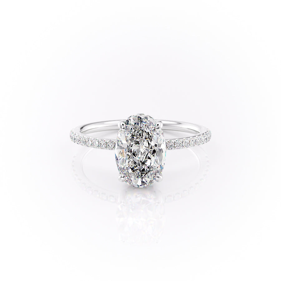 The Pave Selena Set With An Oval Lab Diamond-L'Amour Brilliance #material_white