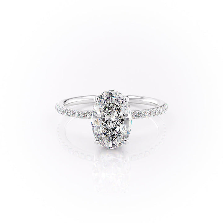 The Pave Selena Set With An Oval Lab Diamond-L'Amour Brilliance #material_white