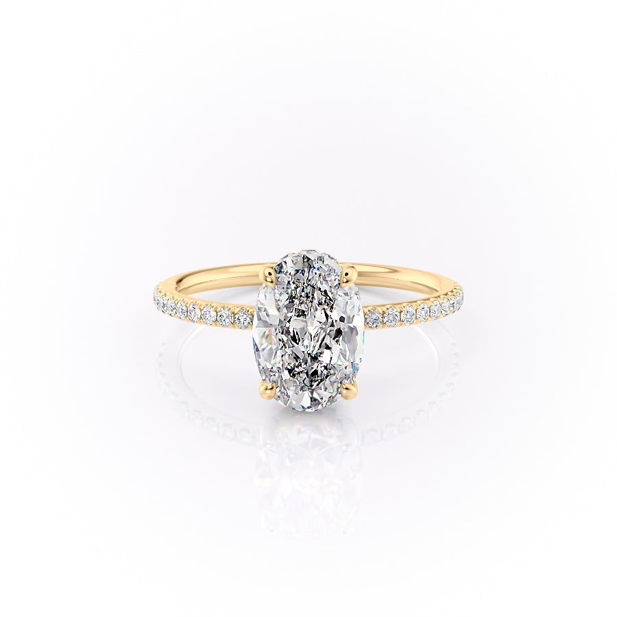 The Pave Selena Set With An Oval Lab Diamond-L'Amour Brilliance #material_gold