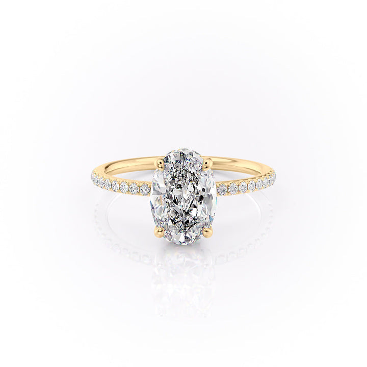The Pave Selena Set With An Oval Lab Diamond-L'Amour Brilliance #material_gold