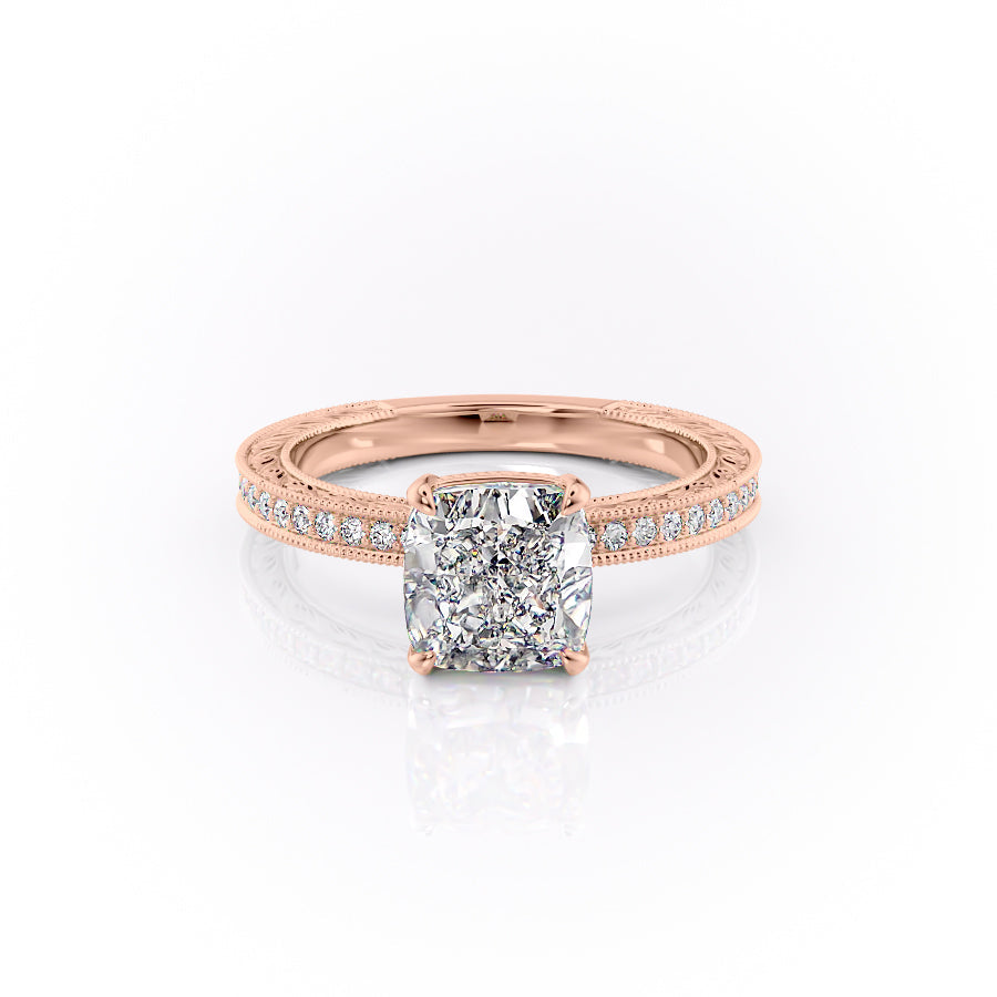 The Pave Skye Set With A Cushion Lab Diamond-L'Amour Brilliance #material_rose