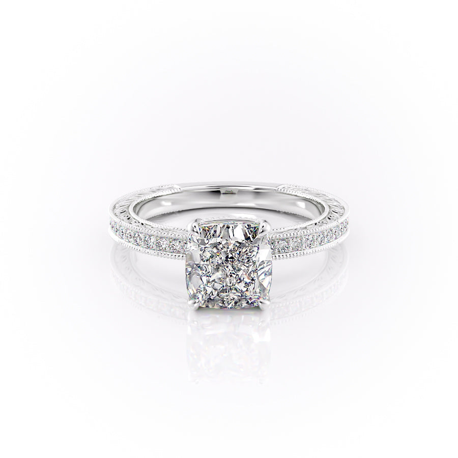 The Pave Skye Set With A Cushion Lab Diamond-L'Amour Brilliance #material_white