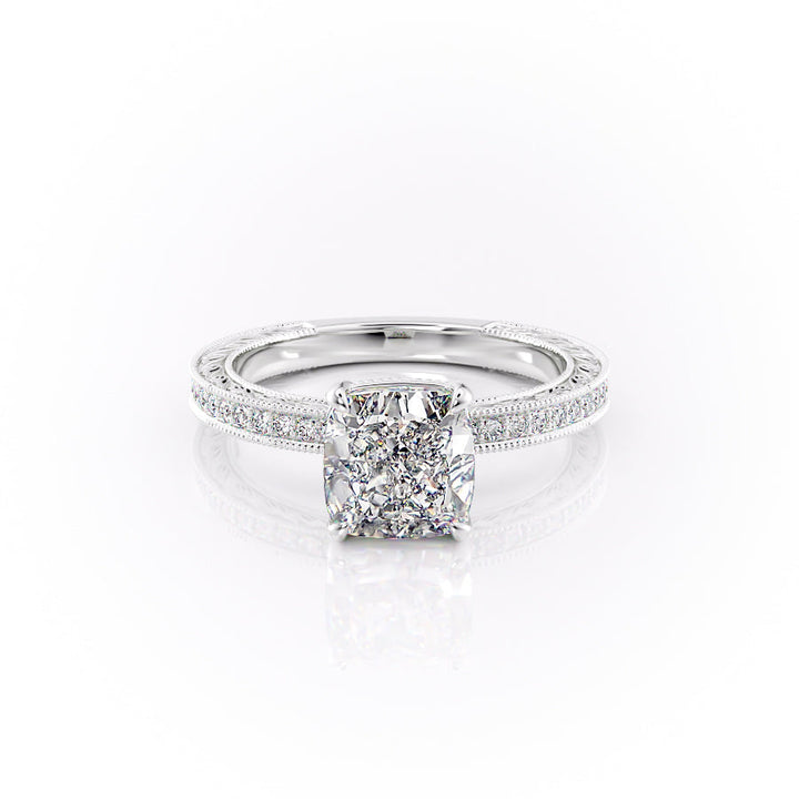 The Pave Skye Set With A Cushion Lab Diamond-L'Amour Brilliance #material_white