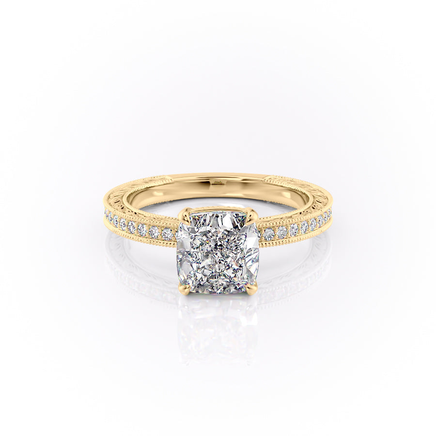 The Pave Skye Set With A Cushion Lab Diamond-L'Amour Brilliance #material_gold