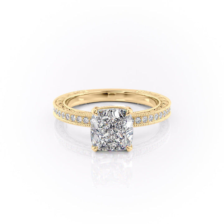 The Pave Skye Set With A Cushion Lab Diamond-L'Amour Brilliance #material_gold
