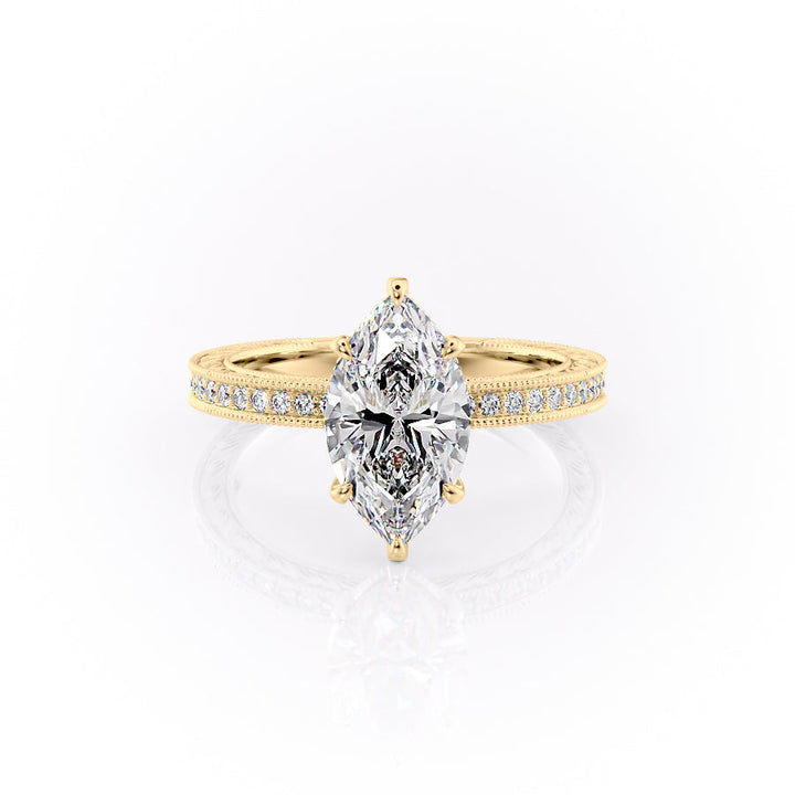 The Pave Skye Set With A Marquise Lab Diamond-L'Amour Brilliance #material_gold