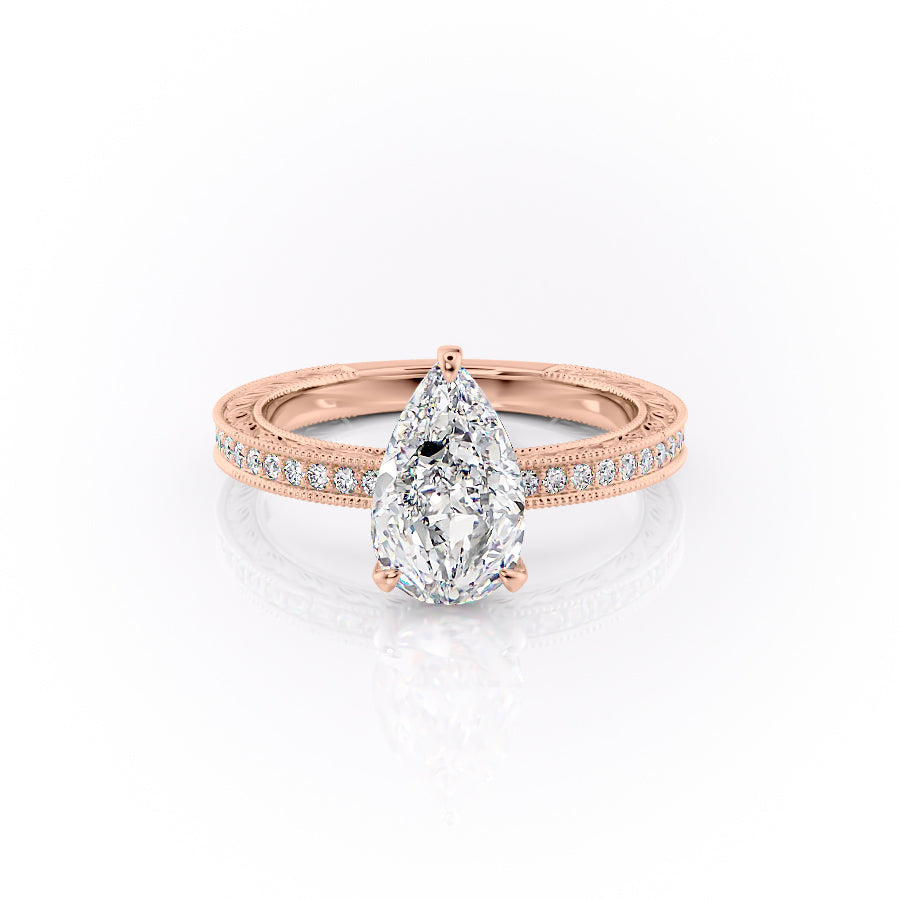 The Pave Skye Set With A Pear Lab Diamond-L'Amour Brilliance #material_rose