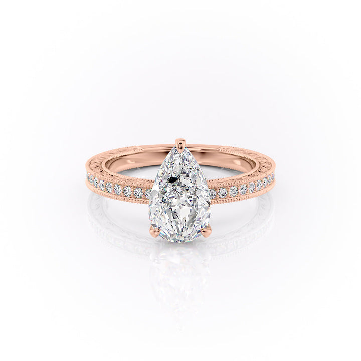 The Pave Skye Set With A Pear Lab Diamond-L'Amour Brilliance #material_rose