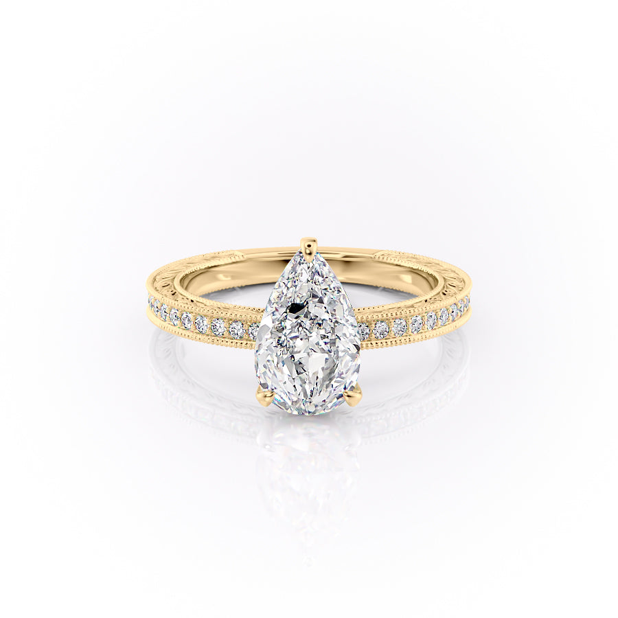 The Pave Skye Set With A Pear Lab Diamond-L'Amour Brilliance #material_gold