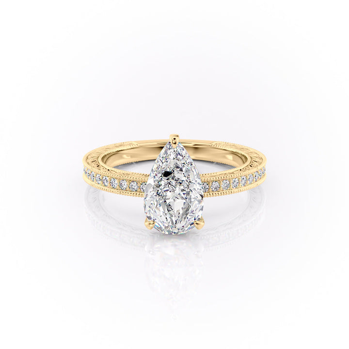 The Pave Skye Set With A Pear Lab Diamond-L'Amour Brilliance #material_gold