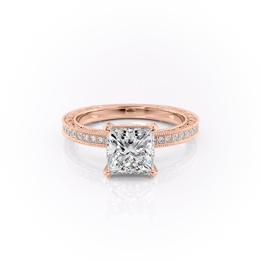 The Pave Skye Set With A Princess Lab Diamond-L'Amour Brilliance #material_rose