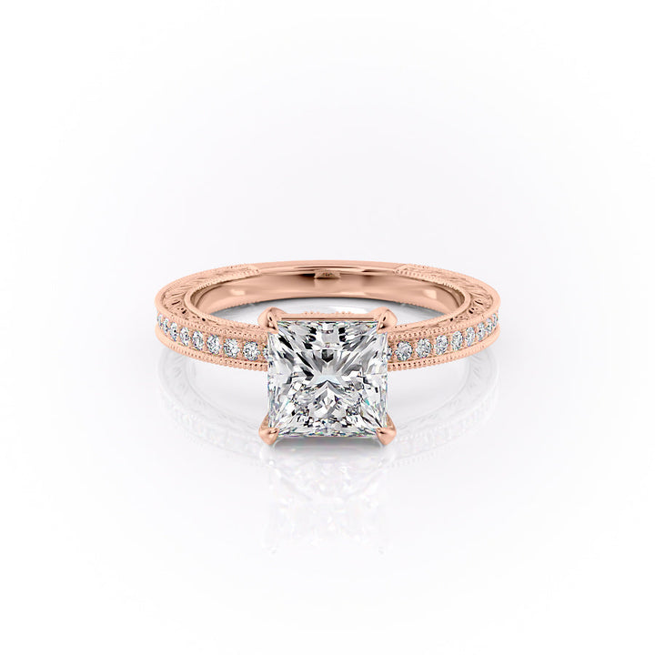 The Pave Skye Set With A Princess Lab Diamond-L'Amour Brilliance #material_rose