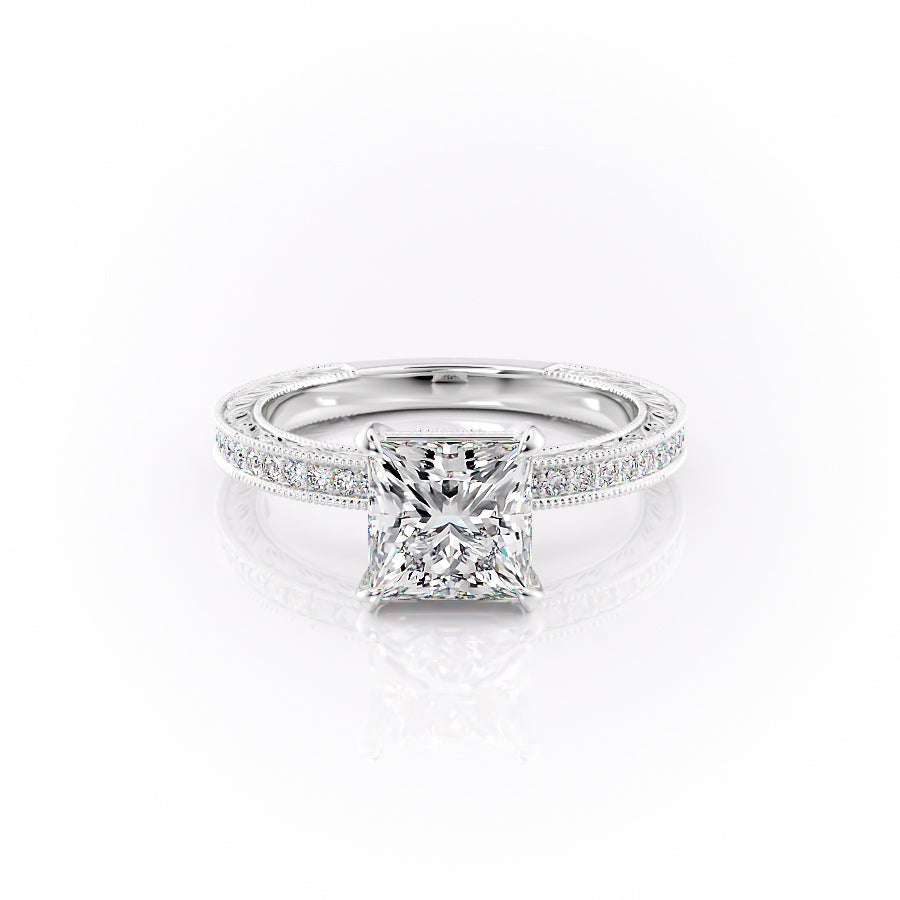 The Pave Skye Set With A Princess Lab Diamond-L'Amour Brilliance #material_white