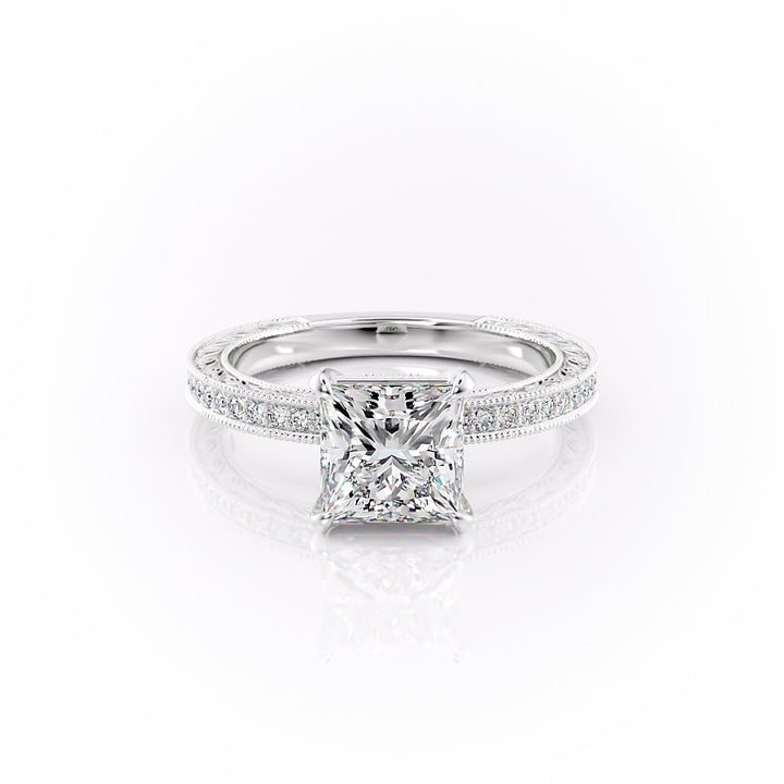 The Pave Skye Set With A Princess Lab Diamond-L'Amour Brilliance #material_white