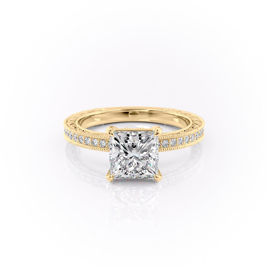 The Pave Skye Set With A Princess Lab Diamond-L'Amour Brilliance #material_gold