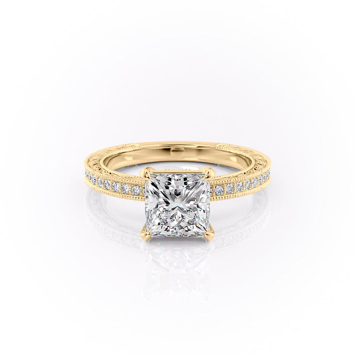 The Pave Skye Set With A Princess Lab Diamond-L'Amour Brilliance #material_gold