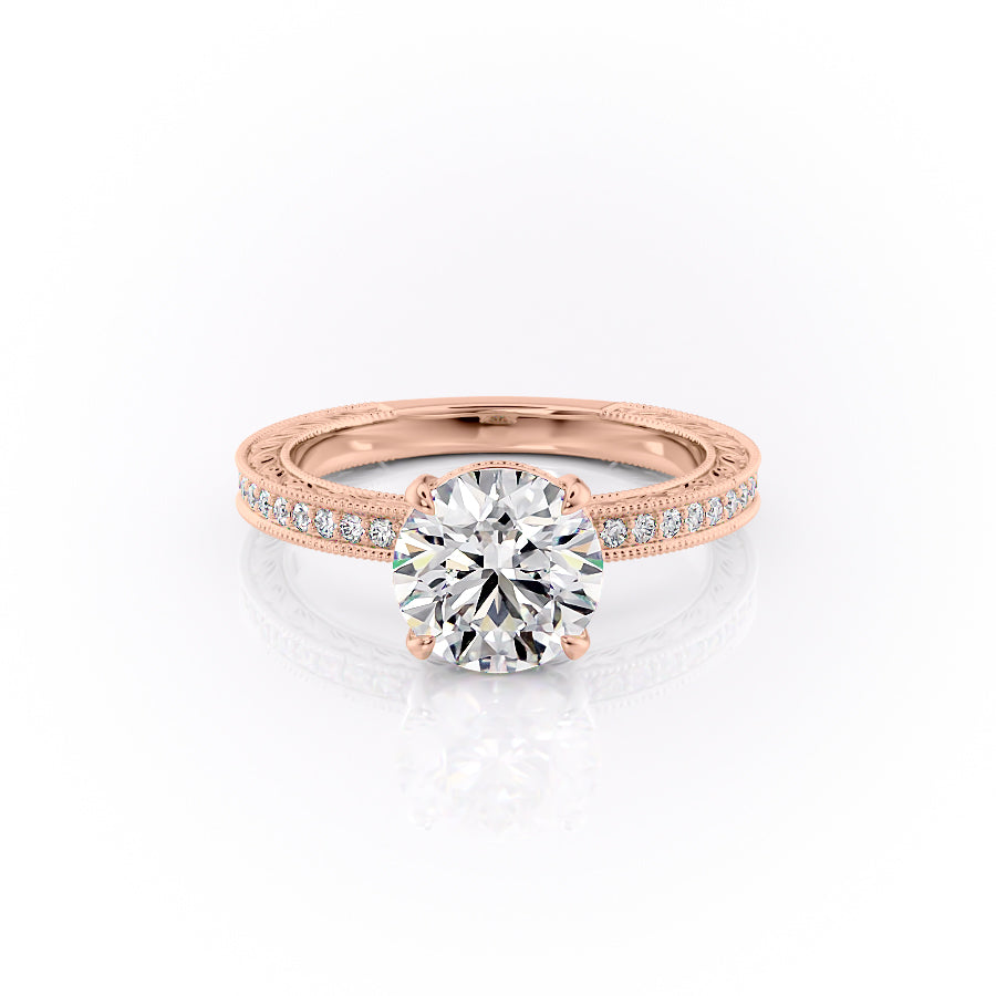 The Pave Skye Set With A Round Lab Diamond-L'Amour Brilliance #material_rose