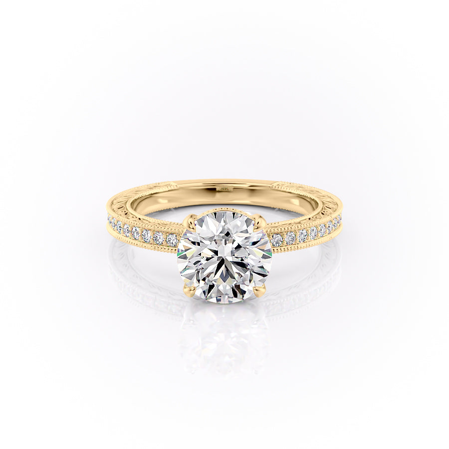 The Pave Skye Set With A Round Lab Diamond-L'Amour Brilliance #material_gold