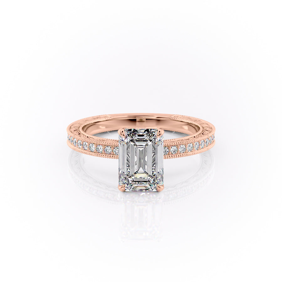 The Pave Skye Set With An Emerald Lab Diamond-L'Amour Brilliance #material_rose