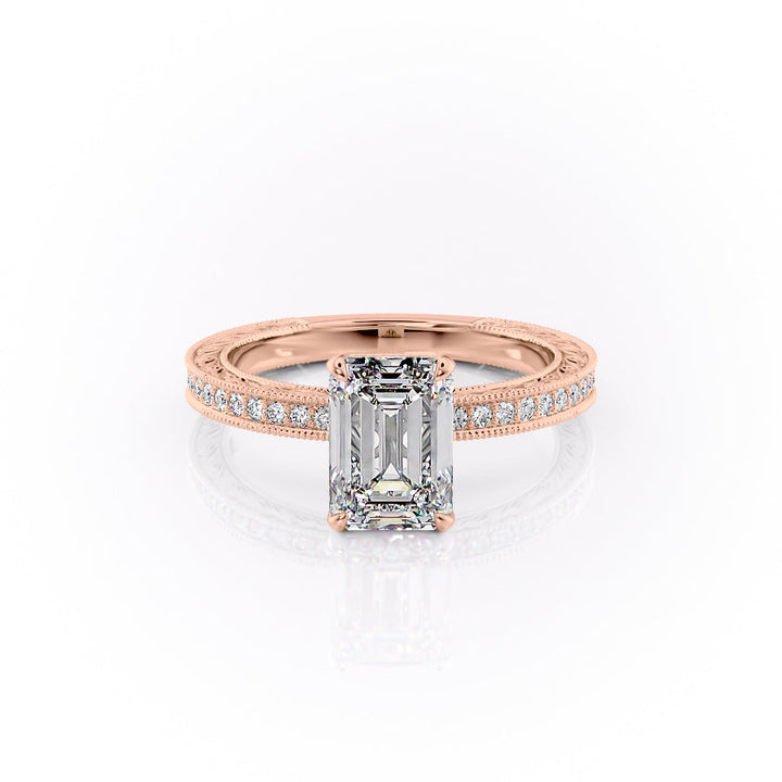 The Pave Skye Set With An Emerald Lab Diamond-L'Amour Brilliance #material_rose