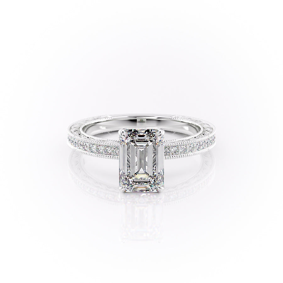 The Pave Skye Set With An Emerald Lab Diamond-L'Amour Brilliance #material_white