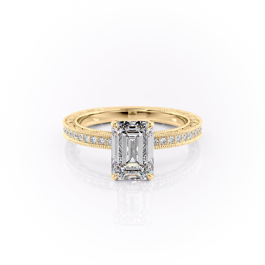 The Pave Skye Set With An Emerald Lab Diamond-L'Amour Brilliance #material_gold