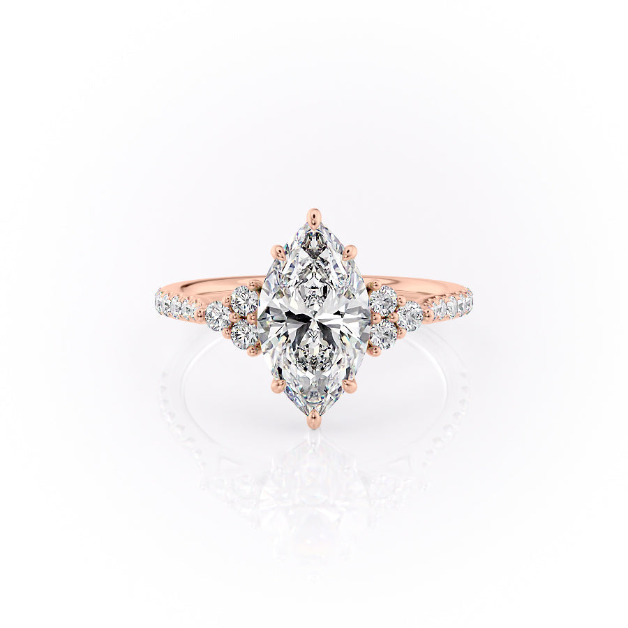 The Pave Summer Set With A Marquise Lab Diamond-L'Amour Brilliance #material_rose