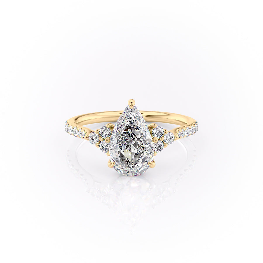 The Pave Summer Set With A Pear Lab Diamond-L'Amour Brilliance #material_gold
