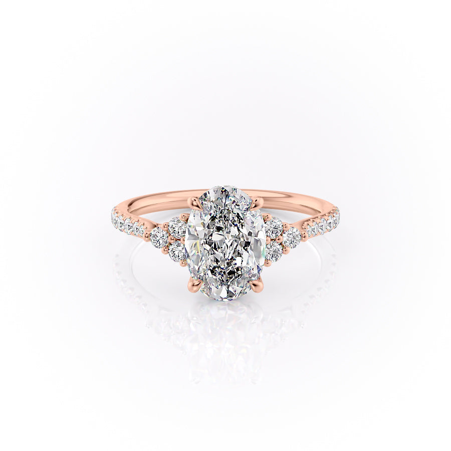 The Pave Summer Set With An Oval Lab Diamond-L'Amour Brilliance #material_rose