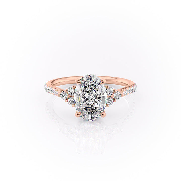 The Pave Summer Set With An Oval Lab Diamond-L'Amour Brilliance #material_rose