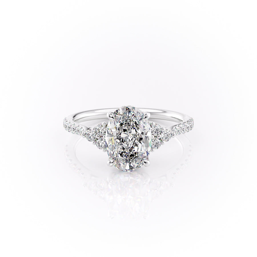 The Pave Summer Set With An Oval Lab Diamond-L'Amour Brilliance #material_white