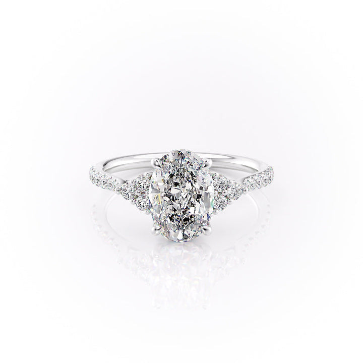 The Pave Summer Set With An Oval Lab Diamond-L'Amour Brilliance #material_white