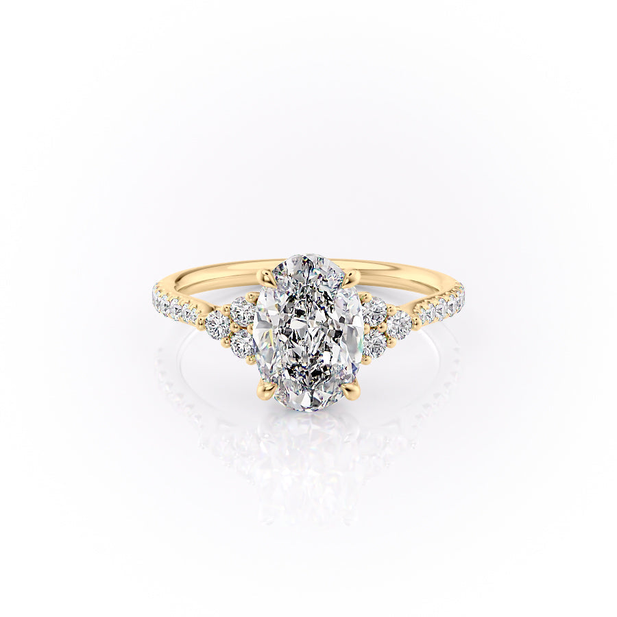 The Pave Summer Set With An Oval Lab Diamond-L'Amour Brilliance #material_gold