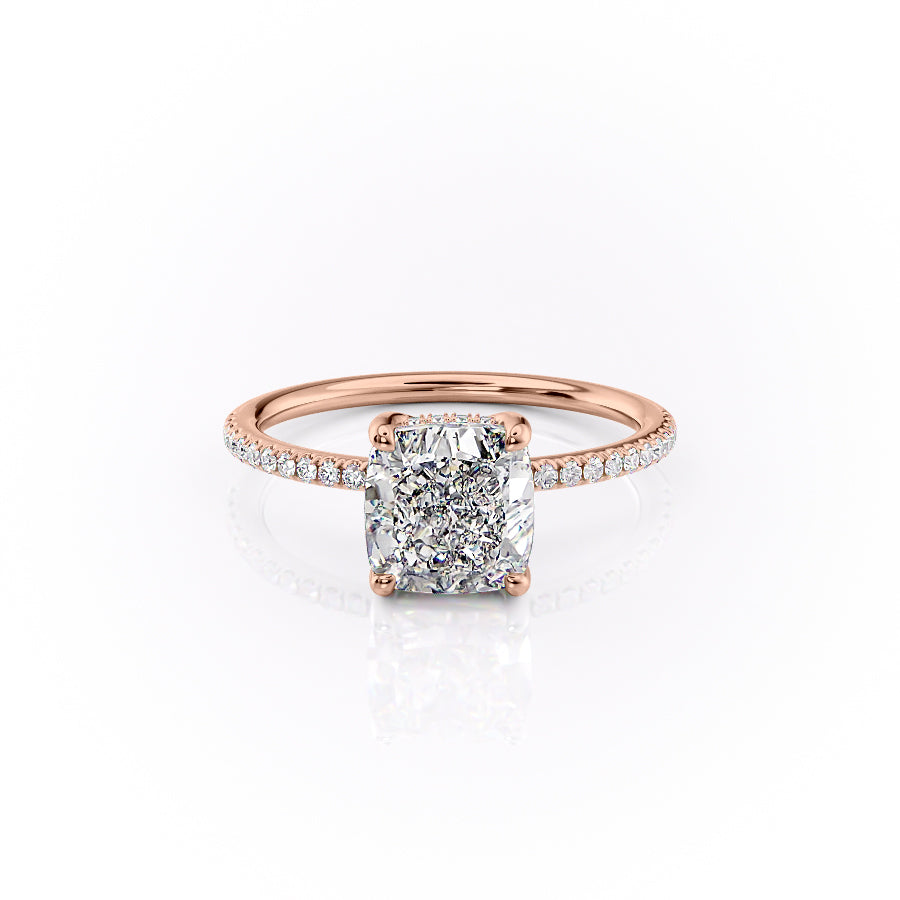 The Pave Sydney Set With Cushion Pave Lab Diamond 1 Carat 14K Rose#material_14k-rose