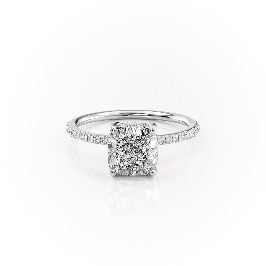 The Pave Sydney Set With Cushion Pave Lab Diamond 1 Carat 14K White#material_14k-white