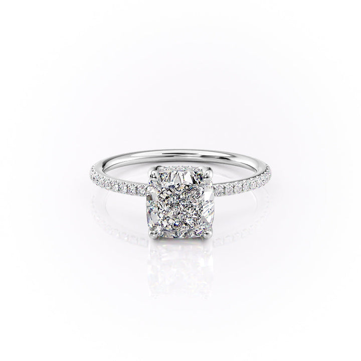 The Pave Sydney Set With Cushion Pave Lab Diamond 1 Carat 14K White#material_14k-white