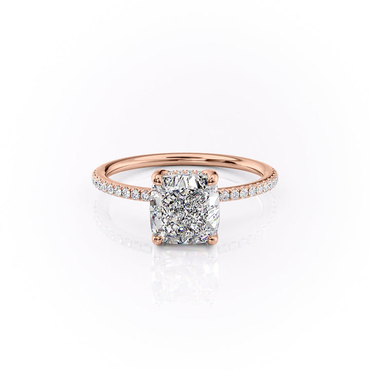 The Pave Sydney Set With Cushion Pave Lab Diamond 1 Carat 18K Rose#material_18k-rose