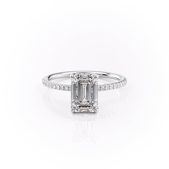 The Pave Sydney Set With Emerald Pave Moissanite#material_14k-white