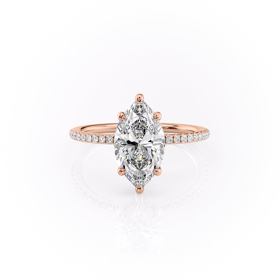 The Pave Sydney Set With Marquise Pave Lab Diamond 1 Carat 14K Rose#material_14k-rose