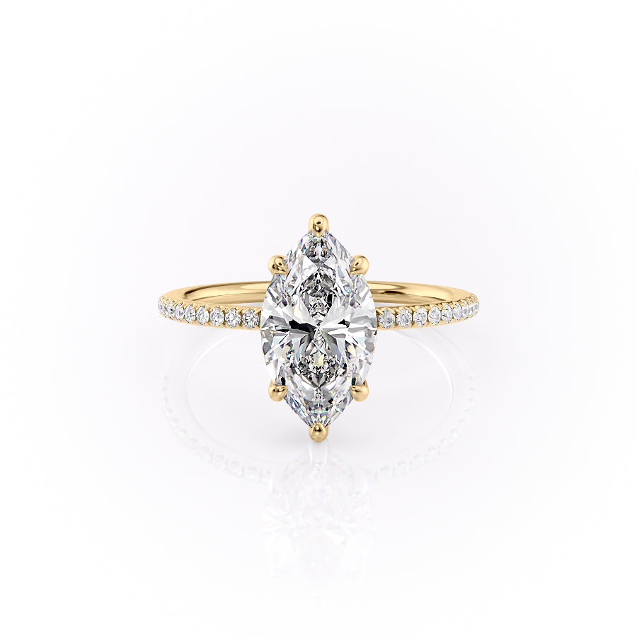 The Pave Sydney Set With Marquise Pave Lab Diamond 1 Carat 18K Gold#material_18k-gold