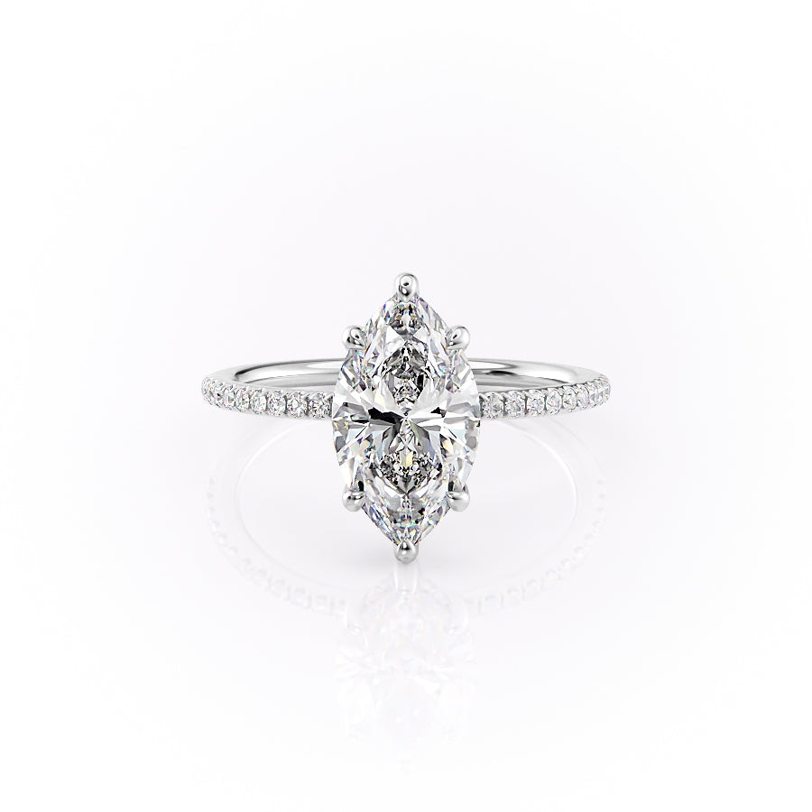 The Pave Sydney Set With Marquise Pave Lab Diamond 1 Carat 18K White#material_18k-white