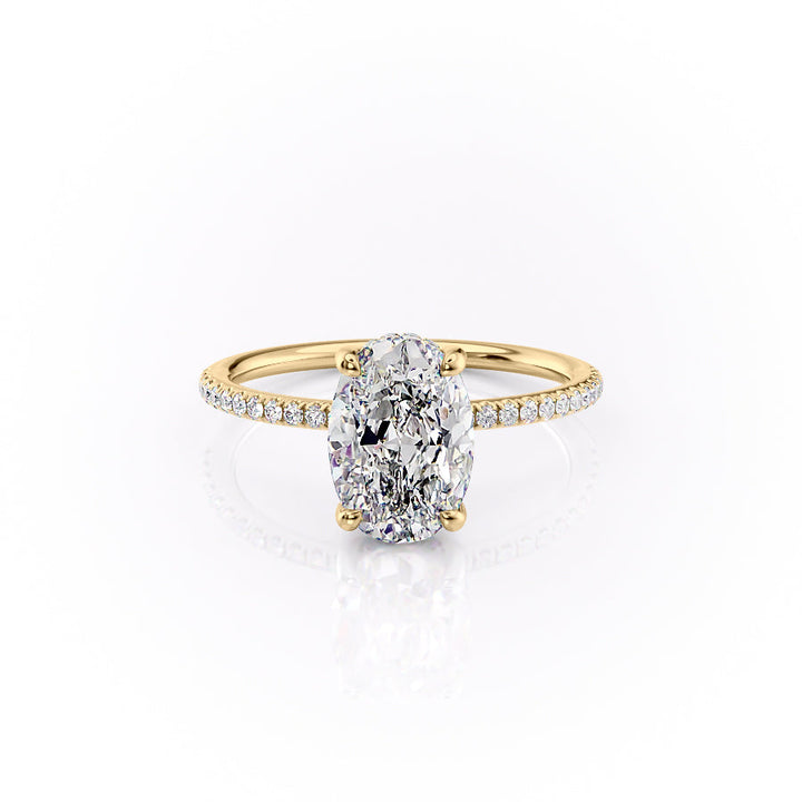 The Pave Sydney Set With Oval Pave Lab Diamond 1 Carat 14K Gold#material_14k-gold