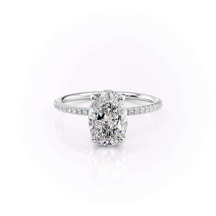 The Pave Sydney Set With Oval Pave Lab Diamond 1 Carat 14K White#material_14k-white