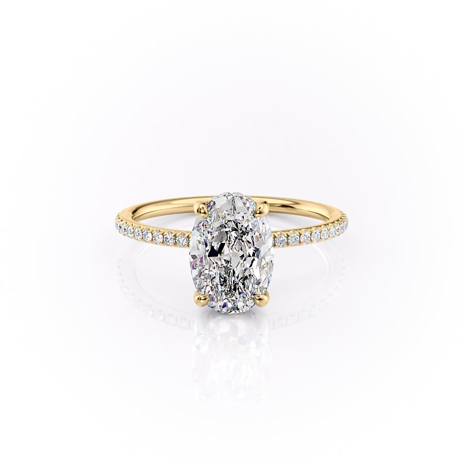 The Pave Sydney Set With Oval Pave Lab Diamond 1 Carat 18K Gold#material_18k-gold