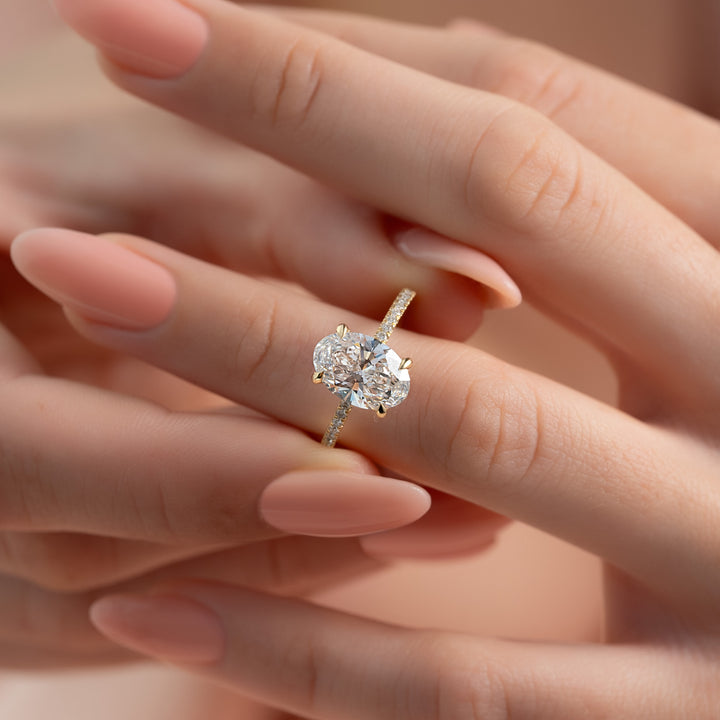 The Pave Sydney Oval Lab Diamond Moissanite Engagement Ring *Shown with 2.5 ct #material_gold