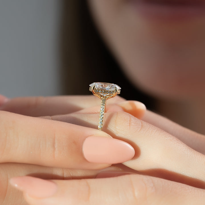 The Pave Sydney Oval Lab Diamond Moissanite Engagement Ring *Shown with 2.5 ct #material_gold