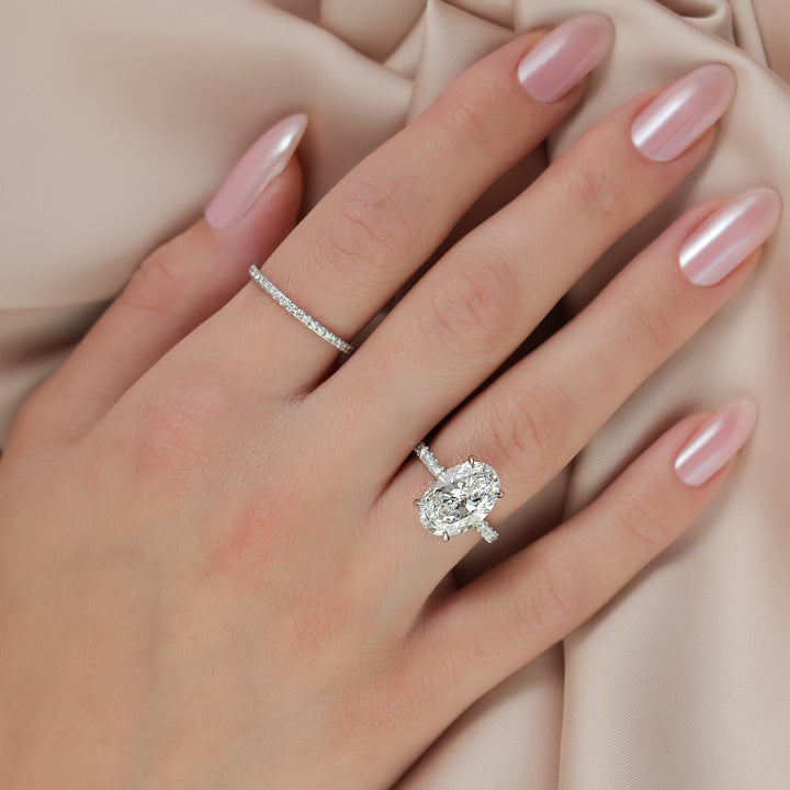 The Pave Sydney Oval Lab Diamond Moissanite Engagement Ring *Shown with 4.5 ct #material_white