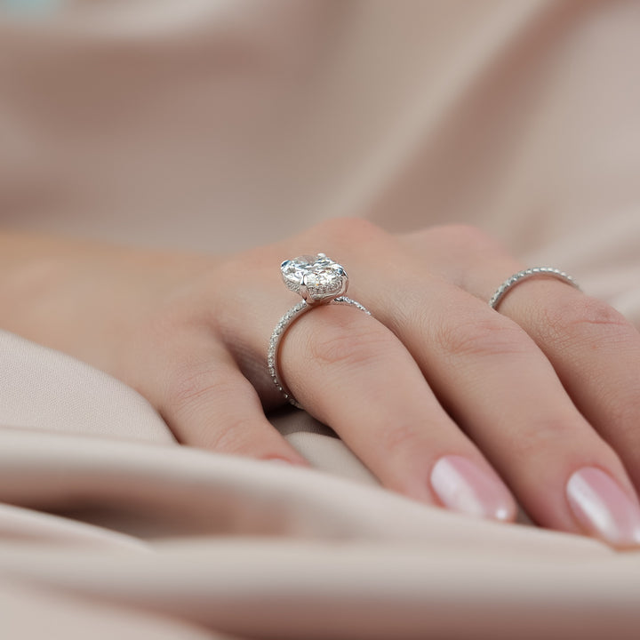 The Pave Sydney Oval Lab Diamond Moissanite Engagement Ring *Shown with 4.5 ct #material_white