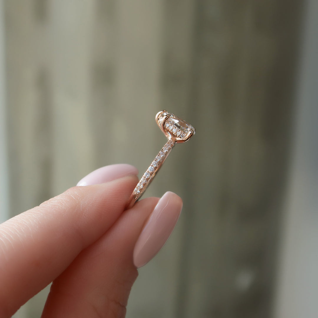 The Pave Sydney Set With Pear Pave Lab Diamond 1.5 Carat 14K Rose#material_14k-rose