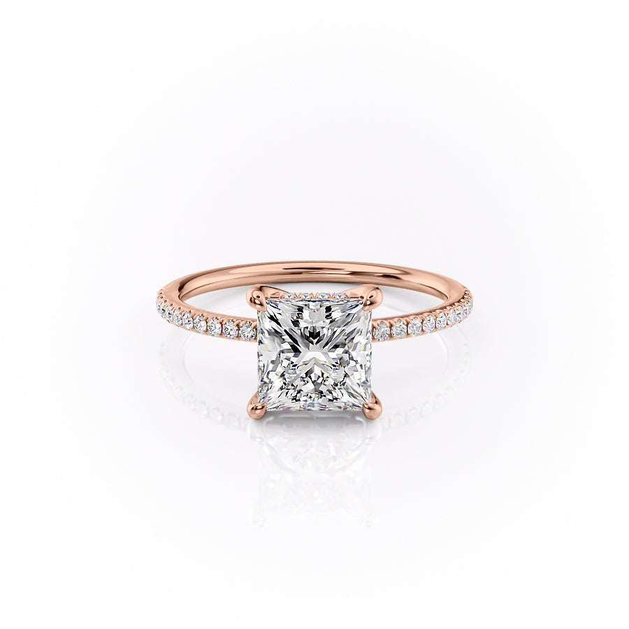 The Pave Sydney Set With Princess Pave Lab Diamond 1 Carat 14K Rose#material_14k-rose